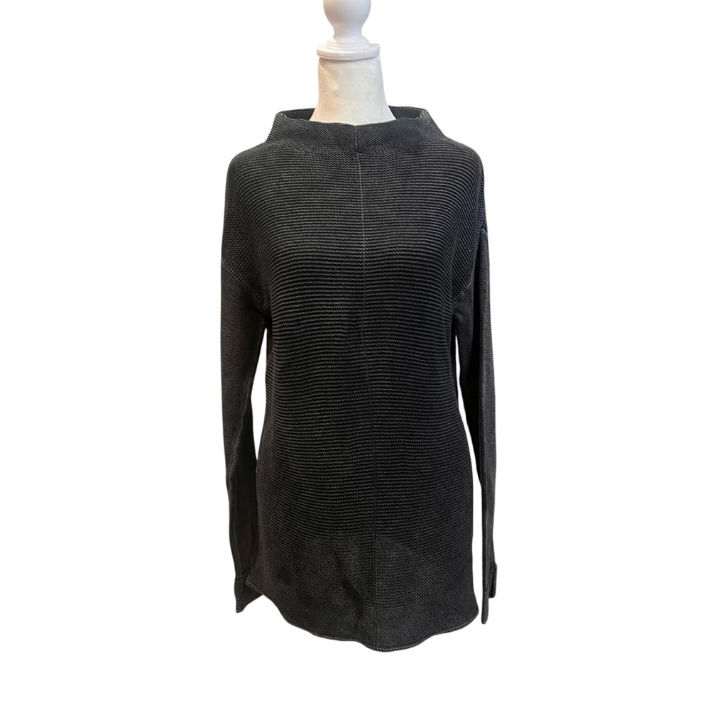 Carbon2cobalt Gray Mock Neck Knit‎ Pullover Tunic Sweater Cotton Size XS